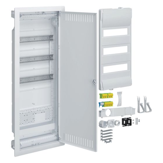 hager volta Hybrid Kleinverteiler, UP, 36PLE, Montageplatte, Steckdose, Stahlblechtür