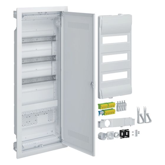 hager Kleinverteiler volta, Hybrid, Unterputz, 36 PLE, Montageplatte, Steckdose u. Tür