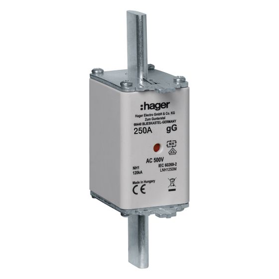 hager NH-Sicherungseinsatz NH1 gG AC500V 250A Kombi-Melder mit Metall-Grifflasche