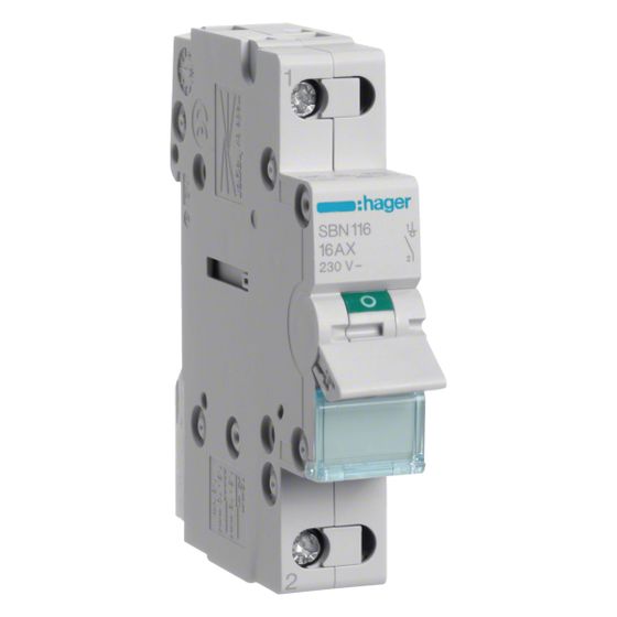 hager Ausschalter, 1-polig, 16A, Schalter mit 1 Schließer, 230V AC, 1PLE