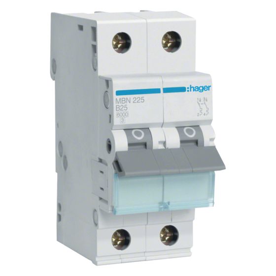hager Leitungsschutzschalter 2 polig 6kA B-Charakteristik 25A 2 Module