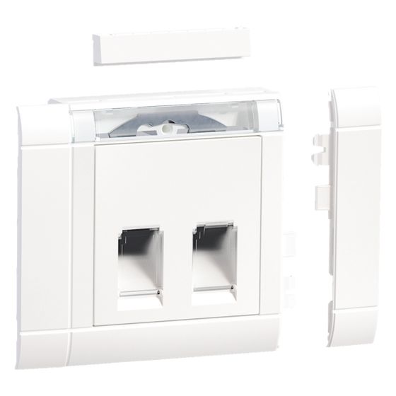 hager Geräteeinbauset 2-fach RJ45 für Type 10 frontrastend verkehrsweiß