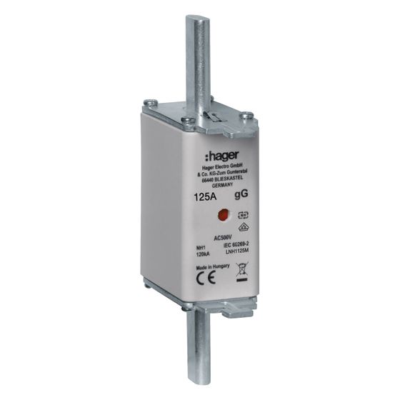 hager NH-Sicherungseinsatz NH1C gG AC500V 125A Kombi-Melder mit Metall-Grifflasche