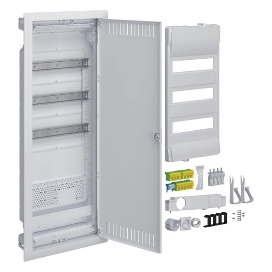 hager Hybrid, volta, Hohlwand, 36PLE, 1 Montageplatten, mit Steckdose u. Stahlblechtür