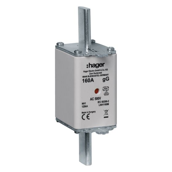 hager NH-Sicherungseinsatz NH1 gG AC500V 160A Kombi-Melder mit Metall-Grifflasche