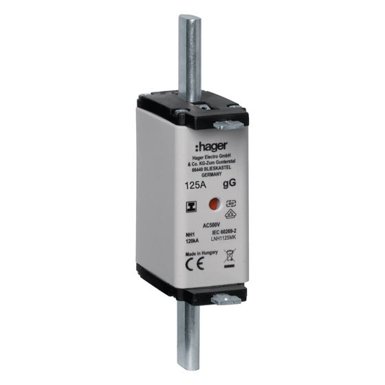 hager NH-Sicherungseinsatz NH1C gG 500V 125A Kombi-Melder mit isolierter Grifflasche