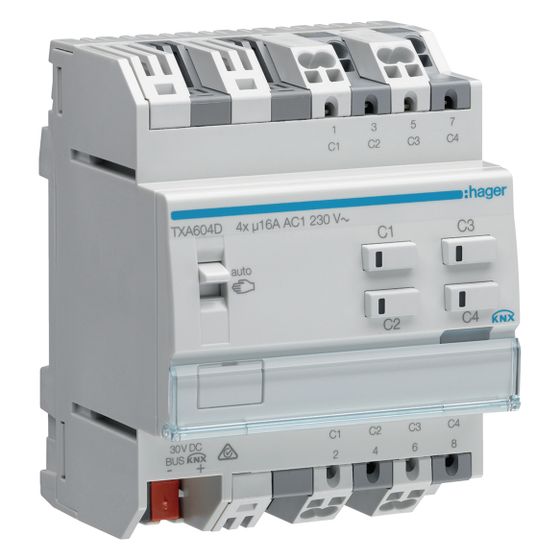 hager KNX Schalt-/Jalousieaktor 4/2-fach KNX easy, 16A, C-Last, für Jalousiesteuerung