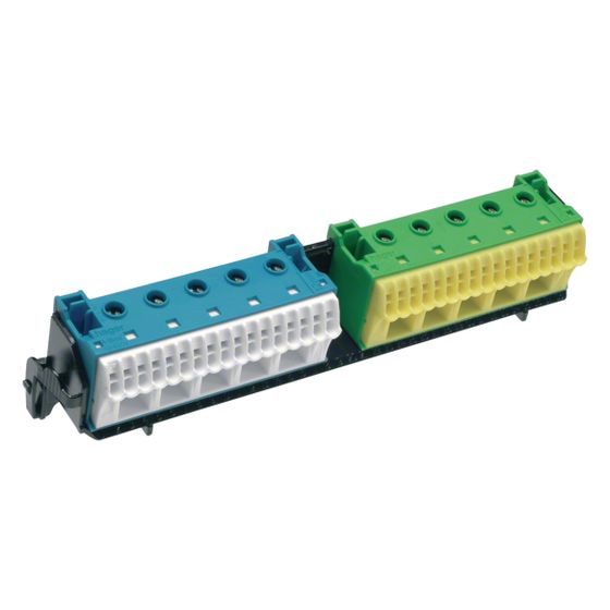 hager Träger, univers Z, mit 2 x 22 PE/N-Klemmen in QuickConnect Technik, waagerecht