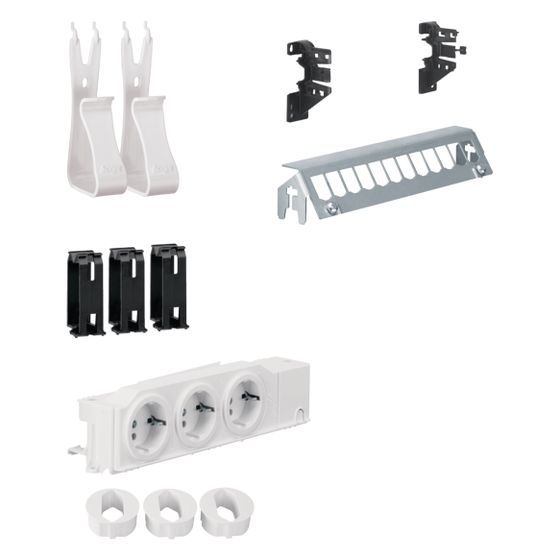 hager Multimedia Kit,univers, 3xSteckdose,12xPatchpanel ohne RJ45, Geräte-/Kabelhalter