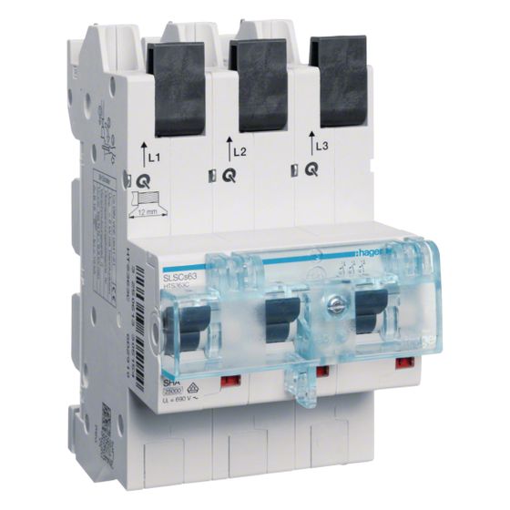 hager SLS Schalter 3 polig Cs-Charakteristik 63A für Sammelschiene QuickConnect