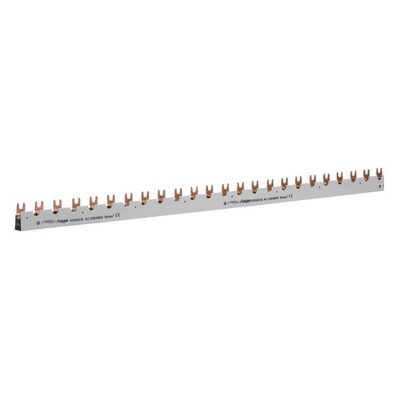 hager Phasenschiene 3 polig mit Hilfsschalter, Gabelanschluss 16mm2 80A 39 Module
