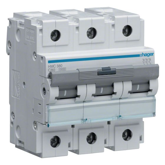 hager Leitungsschutzschalter 3 polig 15kA C-Charakteristik 80A 4.5 Module