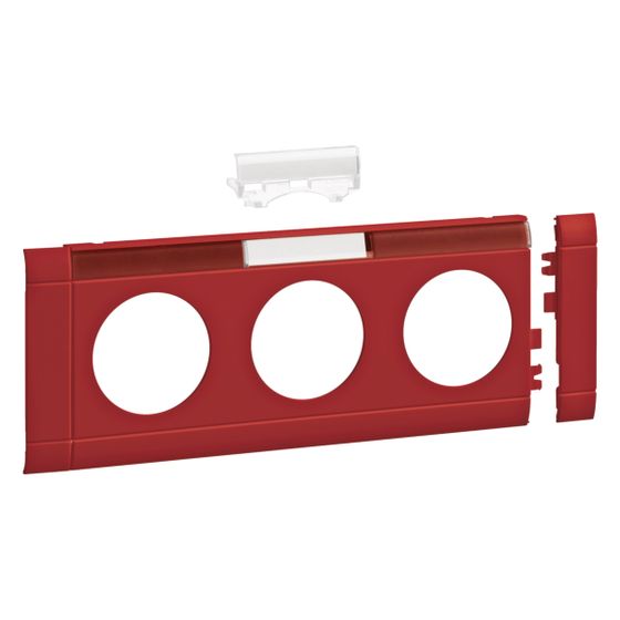 hager Blende 3-fach Steckdose zu Oberteil 80mm beschriftbar anreihbar hfr rot