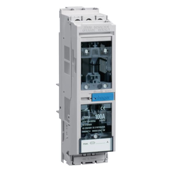 hager Sicherungslasttrennschalter LT NH000/40mm 100A, Rahmenklemme 50mm2, Abgang unten