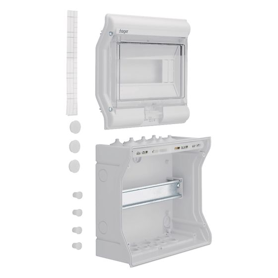 hager Kleinverteiler, vector, APV, IP65, 10Modul, mit Einführungstüllen
