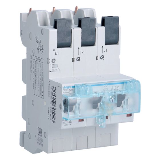 hager SLS-Schalter, 3-polig, Cs-Charakteristik, 35A, für Sammelschiene, QuickConnect