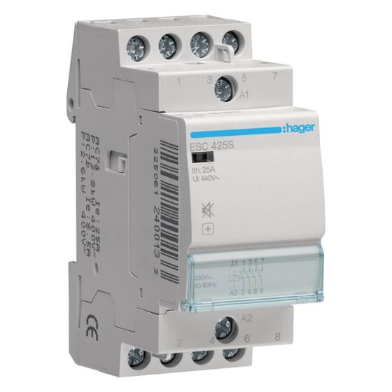 hager Brummfreies Schütz / Schaltschütz, Reiheneinbau, 25A, 4S, 230V AC