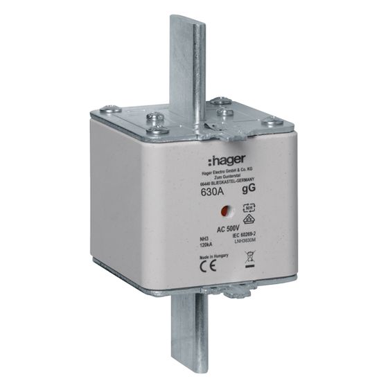 hager NH-Sicherungseinsatz NH3 gG AC500V 630A Kombi-Melder mit Metall-Grifflasche