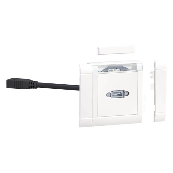 hager Multimedia-Anschlussset für HDMI Brüstungskanäle frontrastend verkehrsweiß