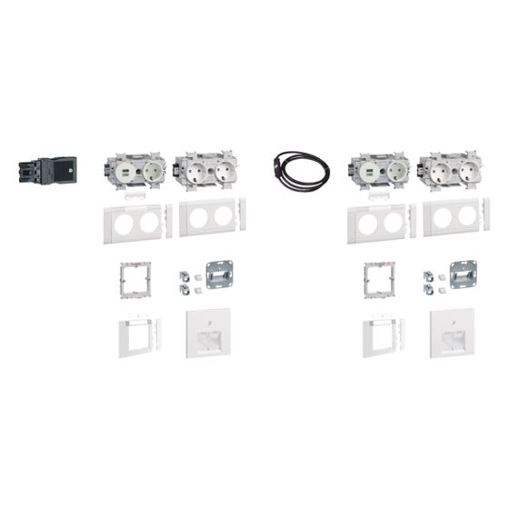 hager SET 2 Arbeitsplätze je 3 Std+USB-Charger 15W 2xRJ45 Cat.6A Frontrastend vw