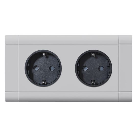 hager SCHUKO Doppelsteckdose mit Wago Steck-/Klemmtechnik C-Profil in graphitschwarz