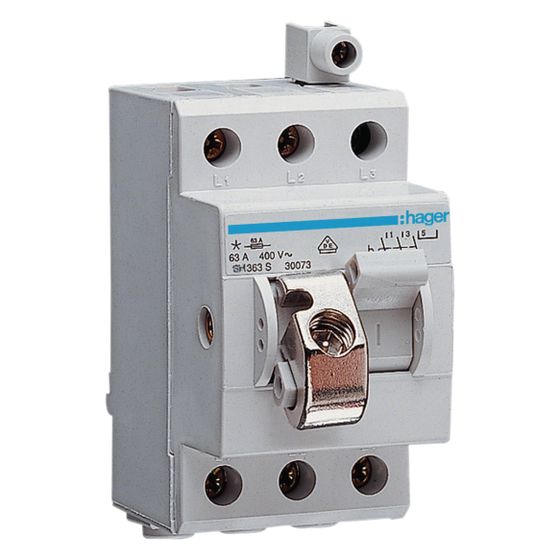 hager Ausschalter in Kompaktbauweise, 63A, 3-polig 3 Schließer 400V AC sperrbar 2,5PLE