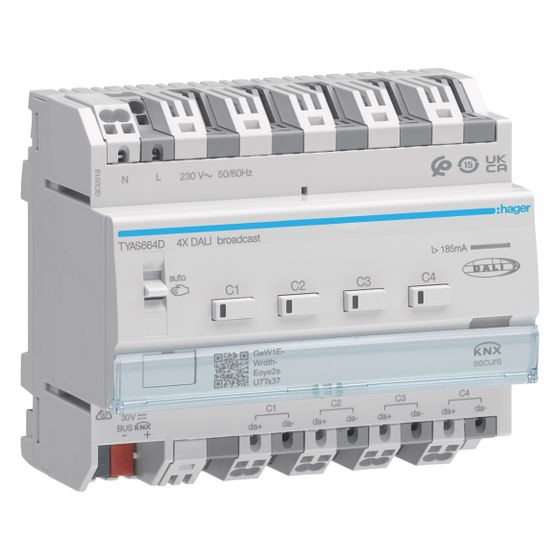 hager KNX/DALI 2 Aktor 4-fach, Broadcast, KNX Secure, easy, RGB(T)W