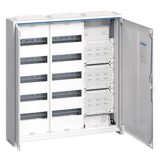 hager Feldverteiler AP, IP31, SKII, 120 PLE u. Mediafeld, geschlitze Tür, 800x800x161mm