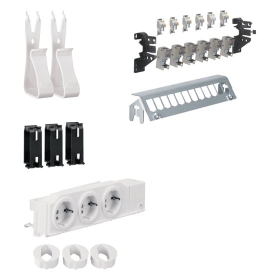 hager Multimedia Kit, univers, 3xSteckdose,12xPatchpanel m.6xRJ45, Geräte-/Kabelhalter