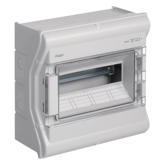 hager Kleinverteiler, vector, APV, IP65, 12PLE, UV-stabil, m. metr. Leitungseinführung