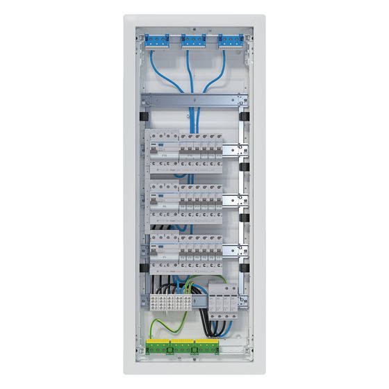 hager Kleinv.,volta,HWV,5x12PLE,IP30,bestückt u. verdrahtet,3 FI-Kreise,Übersp.ableit