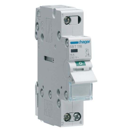 hager Ausschalter 16A 1 Schließer 230V AC mit Leuchtmelder 1PLE