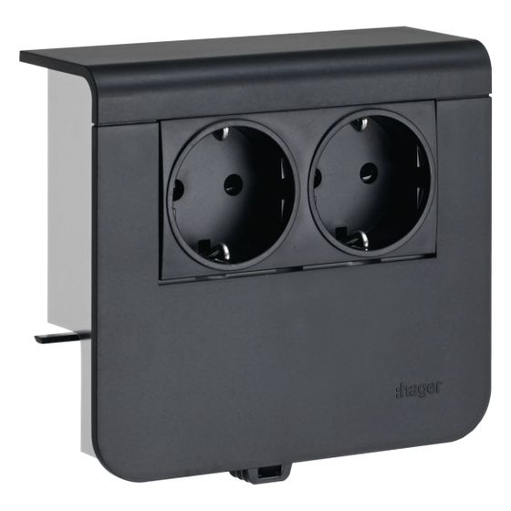 hager Geräteträger Steckdose 2-fach vorverdrahtet Steckklemmen zu SL 20x55mm gschwarz