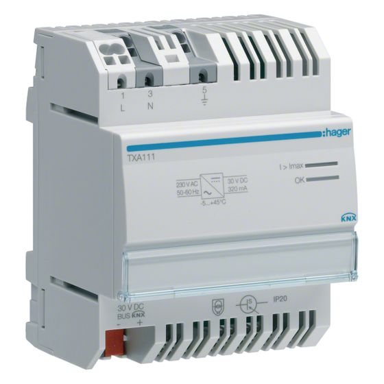 hager Spannungsversorgung KNX mit 1 Ausgang und 1 Drossel, 320mA