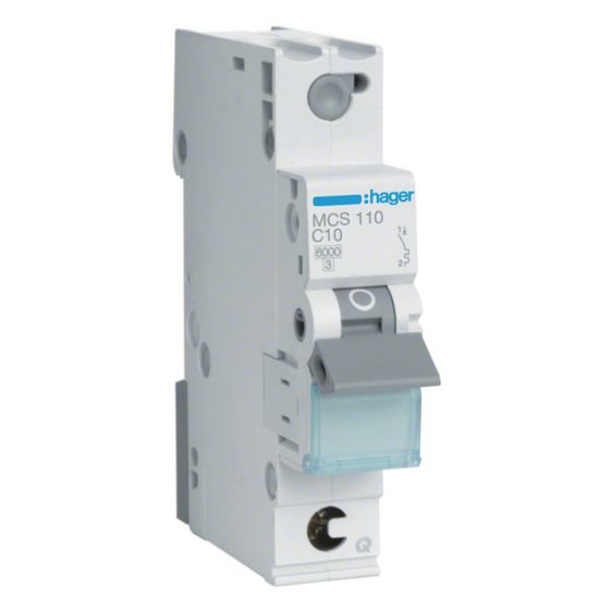 hager Leitungsschutzschalter 1 polig 6kA C-Charakteristik 10A Quick Connect 1 Modul