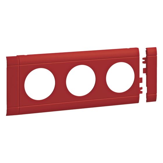 hager Blende 3-fach Steckdose zu Oberteil 80mm anreihbar halogenfrei rot
