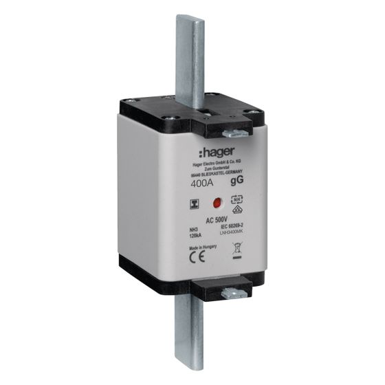 hager NH-Sicherungseinsatz NH3C gG 500V 400A Kombi-Melder mit isolierter Grifflasche