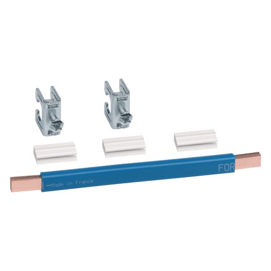 hager CU-Schiene, univers Z, 180x9x6mm, 35mm2blau, lamelliert, mit 2xKlemmen bis 35mm2