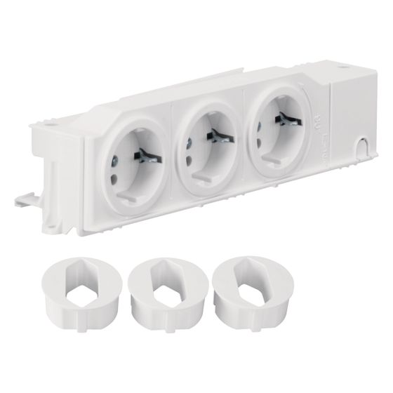 hager Schuko-Steckdose (Hutschienensteckdose), universal, 3-fach drehbar, geschraubt,