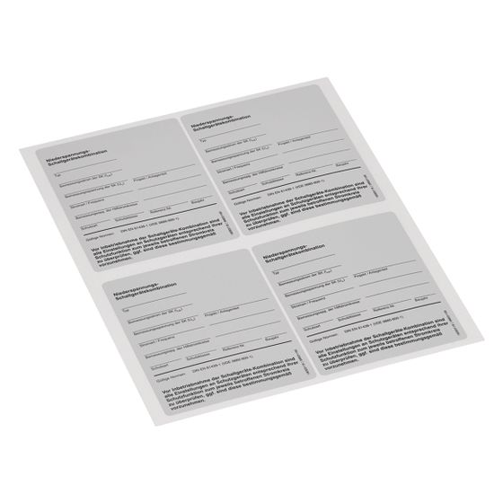 hager Typenschild Schaltgerätekombination EN 61439, 95x115mm, 10x DIN A4 Bogen