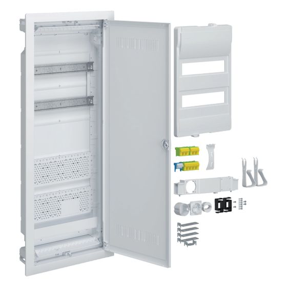 hager Hybrid, volta, Unterputz, 24PLE, 2 Montageplatten, Steckdose und Kunststofftür