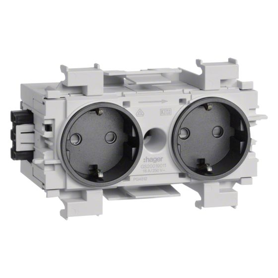 hager SCHUKO Doppelsteckdose mit Wago Steck-/Klemmtechnik Frontrastend graphitschwarz