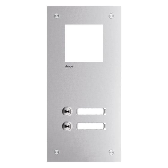 hager Frontplatte intercom mono 2 Tasten u. Namensschild, Edelstahl, 315x150x32