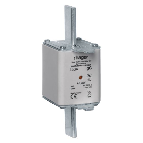 hager NH-Sicherungseinsatz NH3C gG 500V 250A Kombi-Melder Grifflasche spannungsführend