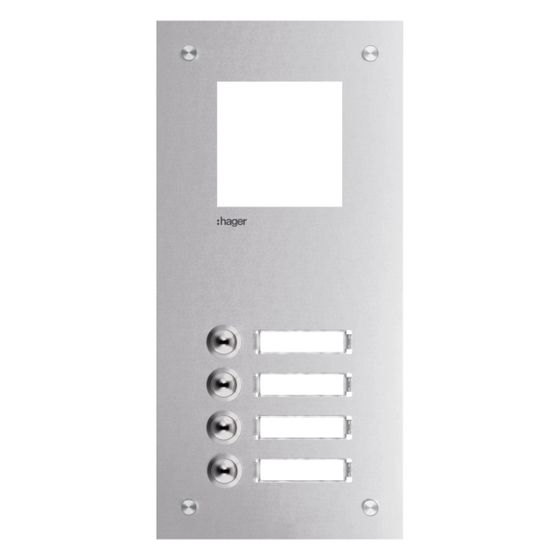 hager Frontplatte intercom mono 4 Tasten u. Namensschild, Edelstahl, 315x150x32