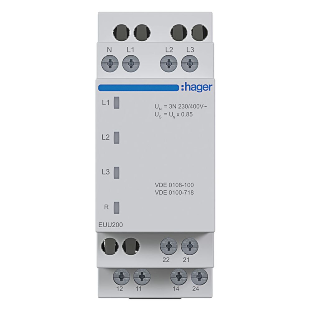 hager Kontrollrelais Unterspannung VDE 1P u. N/3P u. N 2 Wechsler... HAGER-EUU200 3250615600585 (Abb. 3)