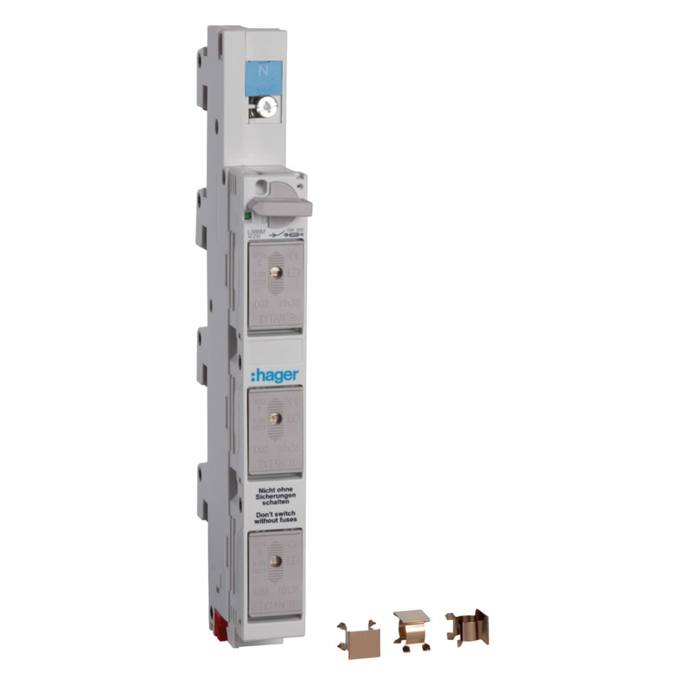 hager Lasttrennschalter D02, 63A, 4-polig N, vorauseilend, 60mm für Sammelschiene... HAGER-L066M 3250614133787 (Abb. 1)