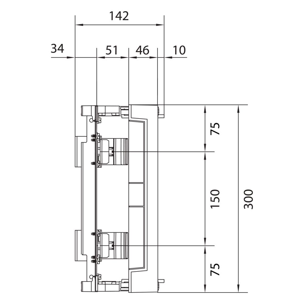 hager Baustein, univers N, 300x500mm, für Reiheneinbaugeräte waagerecht, 4x12 PLE... HAGER-UD22B1 3250616141216 (Abb. 6)