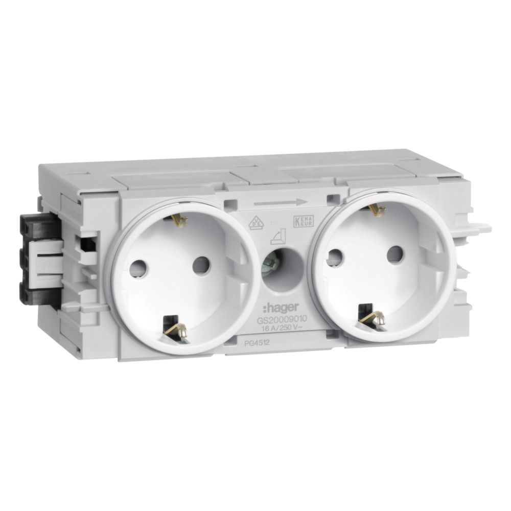 hager Steckdose 2fach/Doppelsteckdose Wago Steck-/Klemmtechnik, C-Profil, verkehrswei... HAGER-GS20009016 4012740993708 (Abb. 7)