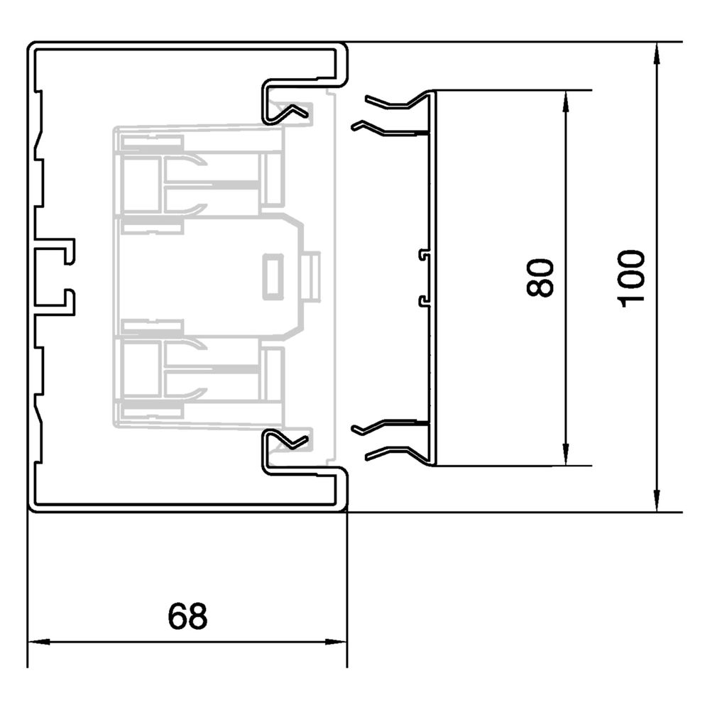 hager Brüstungskanal-Unterteil frontrast BRA 68x100mm, OT 80mm, aus Alu natureloxie... HAGER-BRA651001ELN 4012740834124 (Abb. 3)